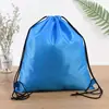 Bolsa con Cordón de Tela de Poliéster al por Mayor Color Sólido Simple Mochila de Una Sola Capa Bolsa de Almacenamiento Bolsa de Poliéster para Academia