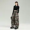 Jeans de trabajo color blanquecino para mujer, nuevo estilo otoño 2026, pantalones de algodón de pierna ancha rectos de corte ceñido de cintura alta estilo retro americano