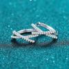 Hebilla de Oreja de Plata S925 Xindeyi Pendientes Simples y Únicos Venta Directa de Fábrica Pendientes en Forma de Anillo Cruzado con Moissanita Completa