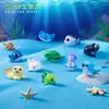 Paisaje en miniatura con tiburones lindos, tortugas pequeñas y otros adorables animales marinos; decoración de acuario, accesorios DIY y adornos pequeños