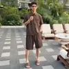 Conjunto de Manga Corta de Moda Estilo Old Money para Hombre Tencel Lyocell Verano Fresco Holgado Tallas Grandes Camisa POLO con un Conjunto