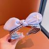Corea del Sur Famoso en Internet Aro para el Cabello Combinable para Mujer Lavado de Cara Salir Pinza para el Cabello Botón para la Cabeza Borde Ancho Estampado de Cuadros Lazo Coletero Accesorios para el Cabello