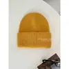 Gorro de punto de pelo de conejo color dopamina de doble inin para mujer, estilo holgado que estiliza el rostro, gorro cálido para cubrir la cabeza