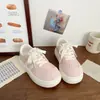 Tenis Rosa de Suela Gruesa para Mujer, Lindos y Feos, Nuevo Chic Otoño 2025 Diseño de Nicho Zapatos de Pan, Zapatos Blancos Forrest Gump