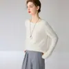Suéter de Cachemira 100% Puro con Cuello Redondo para Mujer, Nuevo Estilo Otoño e Invierno, Suéter de Punto Holgado, Suéter Básico de Cachemira para Mujer