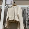 Jaqueta Curta de Tricô Feminina Estilo Japonês Nova Primavera Filha Estilo Tweed Abotoamento Simples Casual Jaqueta Outerwear 474981