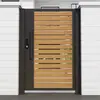Puerta de Patio de Aleación de Aluminio, Puerta Sólida de Hierro Forjado para Exteriores de Villa, Valla de Patio de Casa Rural, Arco de Jardín con Textura de Madera
