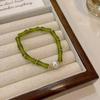 Nova Pulseira Chinoiserie Estilo Nacional Bambu Verde Contas Redondas Borla Design Nicho Ins Pulseira Retrô Folha de Bambu