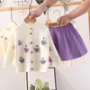 9 nuevos vestidos de punto para niños, vestido floral hecho a mano con temática de frutas para niñas, conjunto de ropa de moda para bebés y niños