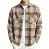 2026 Primavera Outono Comércio Exterior Transfronteiriço Camisa Masculina Novo Estilo Tendência Bolso Tamanho Grande Gola Manga Longa Xadrez Camisa Roupas Masculinas