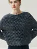 Suéter Feminino Grosso Listrado de Cashmere Soltinho Curto Ombro a Ombro Moda Outono Inverno Novo Top de Tricô