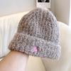 Sombrero de Lana de Ciervo Dulce Japonés para Niños, Sombrero de Punto Grueso y Cálido de Otoño e Invierno, Sombrero de Vuelta Rayado de Forro Polar Teddy
