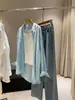 Elegante Camisa de Lino de Manga Larga para Mujer, Otoño Fina de Corte Holgado, Estilo Old Money, Blusa de Alta Gama con Protección Solar A5354