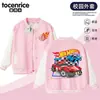 Jaqueta de Baseball HotWheels Racing Estampada para Meninos Cor Nova Listras Coloridas Roupa de Exterior Estilosa para o Campus para Meninos