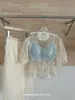 Camisola Delgada de Encaje Francés Estilo Deseo Puro de Gama Alta para Verano con Copas Integradas para Usar por Debajo o por Encima, con un Hermoso Diseño en la Espalda para Mujeres