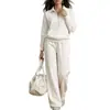 Otoño 2026 Nuevo Moda Transfronteriza Europea y Americana Ropa para Mujer Casual Cremallera Color Sólido Top y Pantalones de Pierna Ancha Conjunto de Dos Piezas