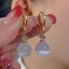 Pendientes Minimalistas Brillantes de Piedra Ojo de Gato Nuevos Pendientes Redondos Elegantes Pendientes Versátiles de Tendencia de Nicho para Mujer