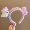 Faixa de Cabelo Estampa Leopardo Rosa Faixa de Pelúcia com Laço de Gatinho para Mulheres Faixa de Cabelo Fofa Versátil Para Lavar o Rosto Grampo de Cabelo Coroa Alta