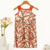 Bata de Noche de Algodón y Seda para Niñas Ropa de Casa Verano Delgada Sin Mangas Falda Hueca Estilo Nuevo Vestido de Tirantes para Niñas