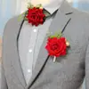 Venta al por mayor Ramo de muñeca para boda de novia china dama de honor flor de muñeca para boda novio padrino ramillete rosa de simulación 6 colores