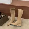 Botas Altas de Plataforma para Mujer 2026 Otoño/Invierno Nuevas Simples Cremallera Trasera Tacón Alto Moda Botas Largas Adelgazantes Botas Largas