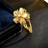 Anel feminino de flor de opala com pedra incrustada, novo, transfronteiriço, moda fada, requintado, abertura, rotativo, descompressão, dedo