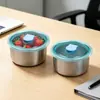 Tazón de Acero Inoxidable con Tapa para Conservar la Frescura, Caja Sellada para Almacenamiento de Alimentos en Refrigerador, Caja para Almacenamiento de Frutas y Alimentos de Picnic, Lonchera