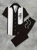 Exportación Transfronteriza Moda Casual para Hombre Camisa de Manga Corta + Traje de Pantalones Camisa Hawaiana Impresión Digital 3D