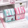 Caja de Notas Adhesivas Patchwork con Forma de Casita Pequeña, Diseño Deslizante y Patrones Lindos