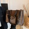 Bolsa Tote de Tecido Pied-de-Poule de Grande Capacidade para Mulheres 2026 Nova Estilo Transfronteiriço Cor Color-Blocking Texturizada Ombro Transversal