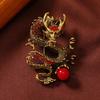 Broche de dragão chinês dominador retrô masculino e feminino high-end nacional maré zodíaco ano dragão ano pin temperamento pérola corsage terno