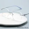 Gafas Sin Marco Estilo Nuevo Plata Pura Borde Delgado Adelgazante Montura de Gafas Sin Marco Ultraligera Moda para Mujer Tendencia Gafas de Prescripción