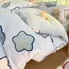 Juego de cuatro piezas de terciopelo de leche engrosado clase A con dibujos animados, cálido de invierno, funda de edredón con felpa, sábana, juego de tres piezas para estudiantes, antiestático 1