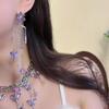 Dulce Collar de Mariposa de Cristal Púrpura Fresco para Mujer Gargantilla Diseño Nicho Lujo Ligero Aretes Avanzados Arete Clip Accesorios de Collar