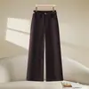 Pantalones Casuales de Acetato Holgados de Pierna Ancha, Novedad Otoño 2026, Pantalones Rectos Simples de Cintura Alta a la Moda para Mujer