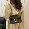 Bolso de Hombro a Cuadros con Letra Nuevo de Moda para Mujer Versátil Bolso Cuadrado Pequeño con Cadena para Mujer Bolso Cruzado de Alto Valor