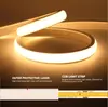 Tiras de luces LED COB de 220V con enchufe redondo estándar europeo, ultrabrillantes, impermeables, diseño lineal, aptas para uso en exteriores, techo de sala de estar e iluminación de tira LED flexible