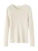 Efecto reductor de edad y adelgazante~ Suéter de cachemira de cuello alto medio para mujer, ajuste slim, jersey cálido de punto, capa base