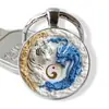 Chaveiro Pingente Pedra do Tempo Exquisito Fashionável Padrão Dragão Tigre Dragão Fênix Tai Chi Azul e Branco Ornamento Fábrica Venda Direta