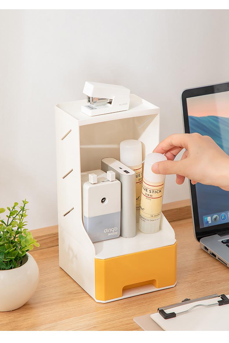 桌面收纳盒抽屉式塑料书桌文具收纳盒宿舍办公桌学生斜