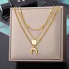 Cadena de Clavícula para Mujer con Forma de Corazón y Luna de Múltiples Capas Europea y Americana Transfronteriza Cadena de Moda Elegante Collar Joyería al por Mayor