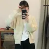 Casaco suéter feminino, estilo coreano, versátil para outono e inverno, caimento solto, efeito emagrecedor, design retrô, zíper duplo, blusa de malha da moda com mangas compridas