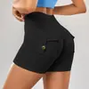 Ropa de Trabajo Más Vendida Transfronteriza Bolsillo Pantalones Cortos de Yoga de Cintura Alta Levanta Glúteos Ajustados Sensación de Segunda Piel Pantalones Deportivos de Gimnasio de Secado Rápido