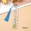 Marcador de página de acrílico platino creativo transfronterizo, marcador de página colgante de flor seca artificial, regalo de suministros de estudio, obsequio para compañeros de clase y amigos