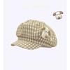 Adorable Conejito de Peluche con Boina a Cuadros para Mujer, Versátil Sombrero Octogonal Estilo Coreano que Hace que la Cara se Vea Más Pequeña, Gorra de Repartidor para Circunferencia de Cabeza Grande