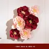 Decoração de Quarto de Casamento com Flores Plissadas Tridimensionais para a Parede de Fundo do Novo Quarto dos Noivos