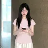 Camiseta de Manga Corta para Mujer Verano Algodón Puro Color Sólido Cuello Redondo 2025 Estilo Nuevo Ceñida a la Cintura Versátil Adelgazante Top de Alta Gama