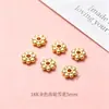 Miçanga separadora de flor em ouro 18K com acessório de tampa de flor oca, espessamente eletrodepositada, material para montagem de colares e pulseiras DIY feito à mão