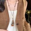 Nuevo Collar de Pluma de Bronce Zen Chino para Mujer Estilo Étnico Bohemio Doble Capa Cadena Larga para Suéter Accesorios