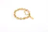 Pulseira HF Masculina Estilo Frio Corrente Redonda Dourada Corrente O Aço Inoxidável Galvanizado a Vácuo Ouro 14K Versátil Aço Titânio